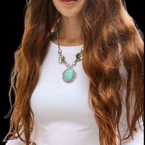 TURQUOISE Florette Necklace.  Hand Cut Stones